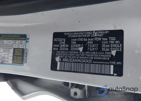 2017 Hyundai Tucson Se из США, поврежденный, VIN KM8J3CA4XHU342425